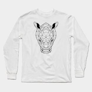 Geometric Rhinoceros Head: Angular Artwork Long Sleeve T-Shirt